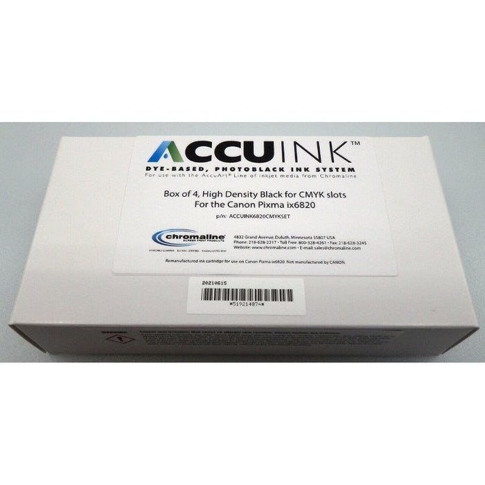 Chromaline AccuInk Canon IX6820 Black Ink, CMYK Slots (4 cart.)